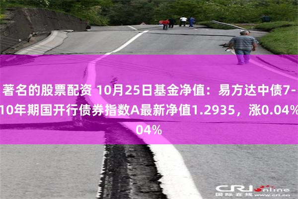 著名的股票配资 10月25日基金净值：易方达中债7-10年期国开行债券指数A最新净值1.2935，涨0.04%