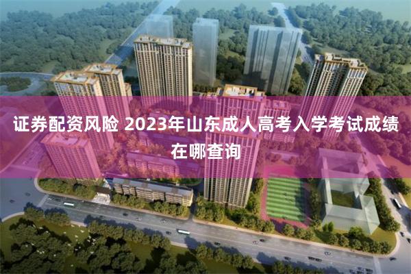 证券配资风险 2023年山东成人高考入学考试成绩在哪查询