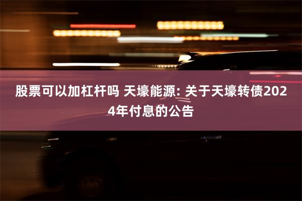 股票可以加杠杆吗 天壕能源: 关于天壕转债2024年付息的公告