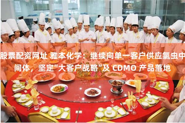 股票配资网址 雅本化学：继续向单一客户供应氯虫中间体，坚定″大客户战略″及 CDMO 产品落地
